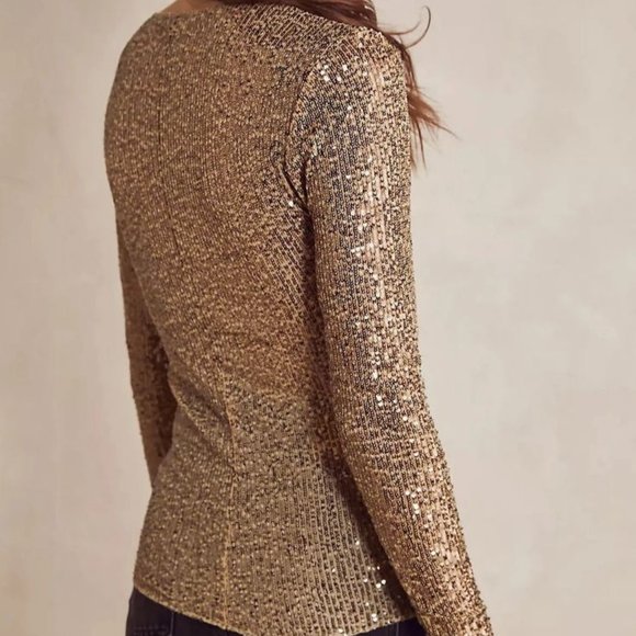 FREE PEOPLE INTIMATELY gold rush long sleeve top Sz M NEW - Picture 2 of 11